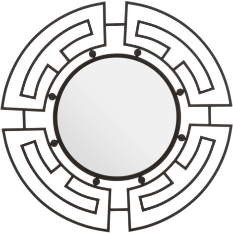 Premier Housewares Jalal Black Metal Frame Round Wall Mirror