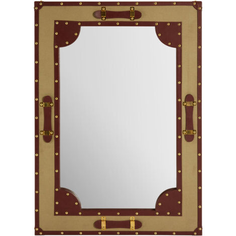 Premier Housewares Columbus Canvas And Leather Trim Wall Mirror (1/5)