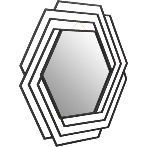 Premier Housewares Beauly Black Finish Hexagonal Wall Mirror