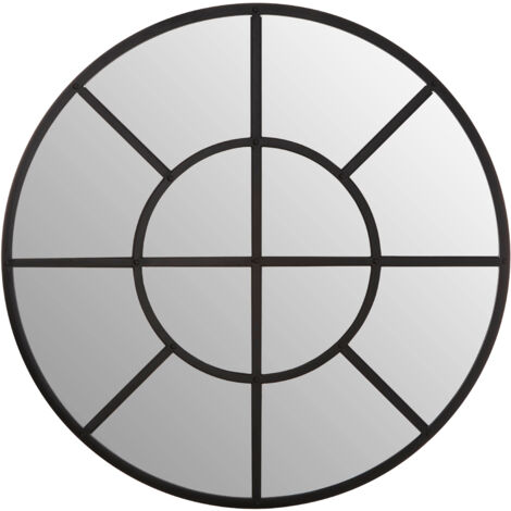 Premier Housewares Descartes Black Finish Round Wall Mirror (1/5)