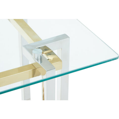 Interiors by Premier Glass Top Side Table, Gold and Silver Luxury Side Table, Modern Side Table with Glass Top, Sofa Side Table
