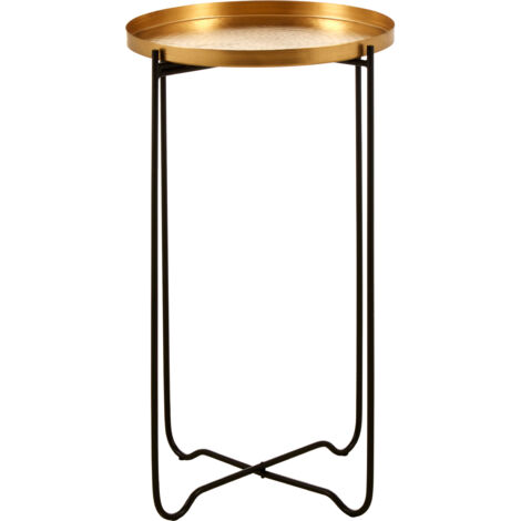 Interiors by Premier Elegant Design Gold Finish Round Top Side Table, Versatile Small Table, Sleek And Sturdy Bedside Table (1/5)