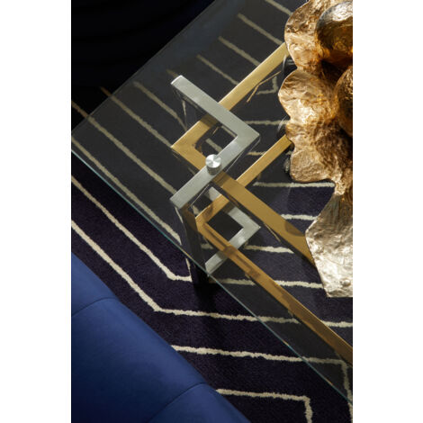 Interiors by Premier Glass Top Coffee Table, Gold and Silver Luxury Coffee Table, Modern Style Metal Coffee Table with Glass Top