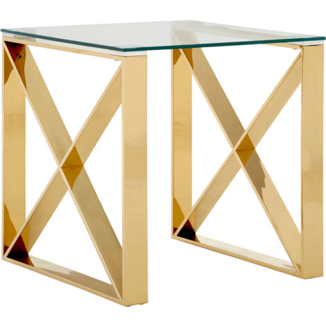 Interiors by Premier Stylish Design Champagne Cross Legs End Table, Durable Side Table For Livingroom, Versatile Side Table (1/5)