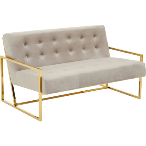 Interiors by Premier 2 Seat MInk Velvet Sofa, Button Tufting Sofa, Foam Padded Velvet Upholstery Sofa, Metal Frame Lounge Sofa (1/5)