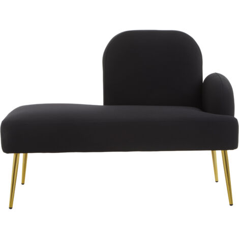 Interiors by Premier Black Left Arm Chaise Lounge, Modern Luxury Black and Gold Chaise Lounge, Contemporary Chaise Lounge Sofa (1/5)