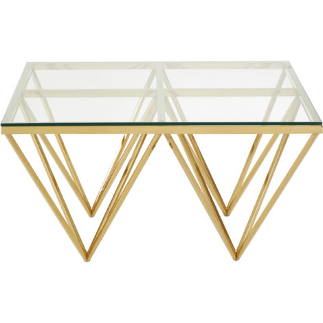Interiors by Premier Sleek Gold Finish Spike Legs Coffee Table, Durable Decorative Table, Unique Design Display Coffee Table