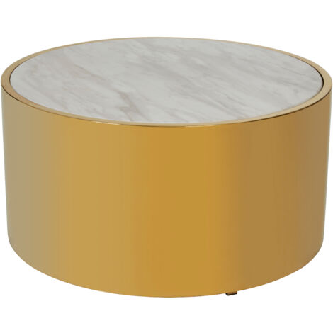 Interiors by Premier Luxury Round White Coffee Table, Marble Coffee Table, White & Gold Coffee table, Contemporary Cocktail table