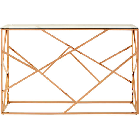 Interiors by Premier Stylish Rose Gold Geometric Console Table, Versatile Hallway Table, Easily Maintained Living Room Table (1/5)
