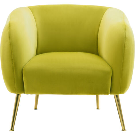 Interiors by Premier Olive Velvet Armchair, Foaming Seat With Gold Metal Legs For Comfortable Seating, Living Room Accent Chair