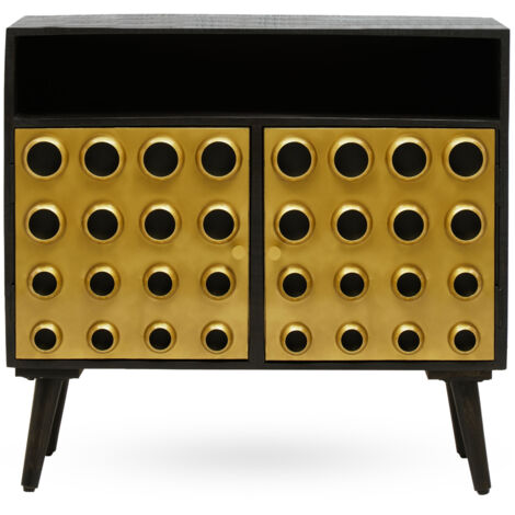 Interiors by Premier Stylish Two-Drawer Mango Wooden Sideboard, Mid-Century Modern Side Board for Living Room Organization