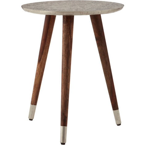 Interiors by Premier Sturdy Metal And White Finish Carve Side Table, Versatile Side Table By Couch, Classic Profile Corner Table