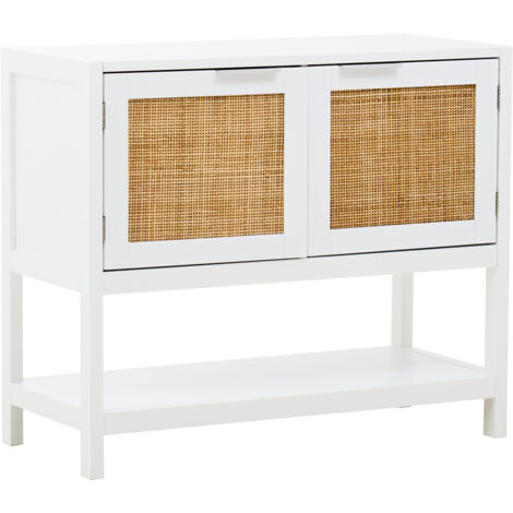 Interiors by Premier Versatile White Wood Side Cabinet, Rustic Bedside Cabinet, Easily Maintained Display Cabinet With Storage (1/5)