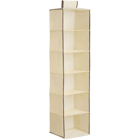 Premier Housewares 6 Section Cream Hanging Garment Organiser
