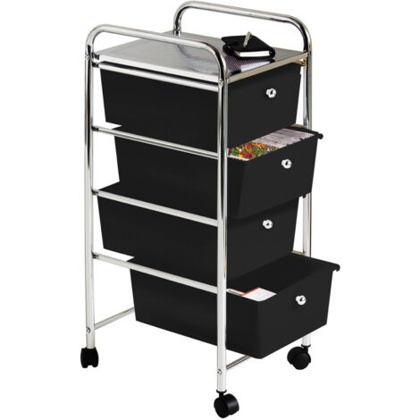 Premier Housewares 4 Black Plastic Drawers Trolley (1/5)