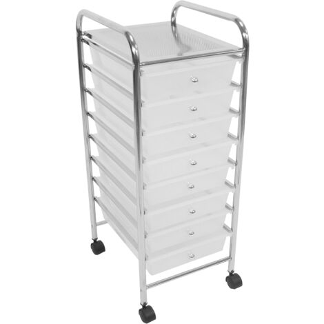 Premier Housewares 8 White Plastic Drawers Trolley