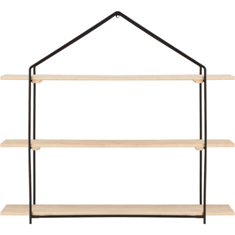 Interiors By Premier Unique Shape 3 Tier Shelf Unit, Light Wooden Large Shelving Unit For Livingroom, House Shaped Design Shelves (1/5)