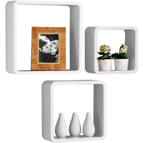 Interiors by Premier Set of 3 White Wall Cubes, Stylish White Floating Shelves, Wall Shelves For Living Room Decor & Storage (1/4)