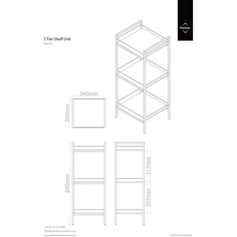 Interiors by Premier 3 Tier Black High Gloss Shelf Unit, Modern Black ...