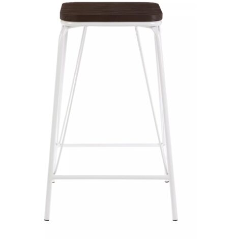 Interiors by Premier White Metal and Elm Wood Stool, Large Square Stool, Accent Wooden Bar Stool for Home Bar (1/4)
