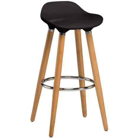 Interiors by Premier Black Abs Beech Wood Bar Stool, Easy to Clean Kitchen Bar Stool, Footrest Support Bar Stool (1/2)