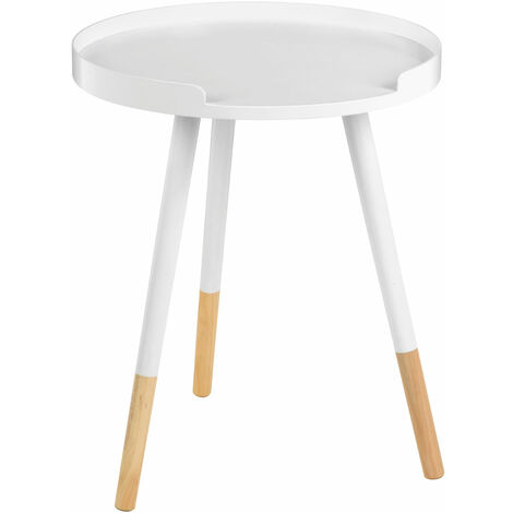 Premier Housewares Viborg White and Natural Round Side Table