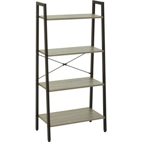Premier Housewares Bradbury Four Tier Grey Oak Veneer Ladder Shelf