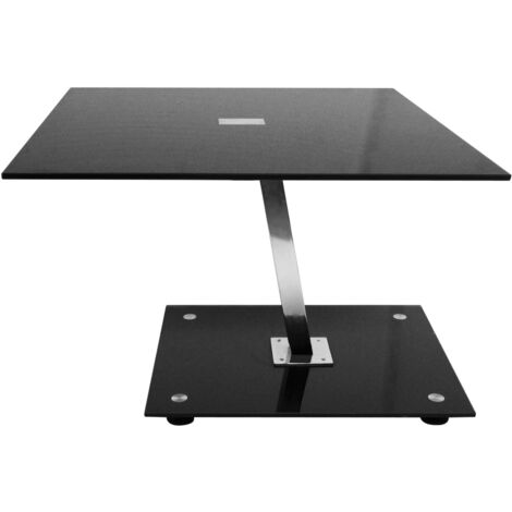 Premier Housewares Black Tempered Glass Top End Table