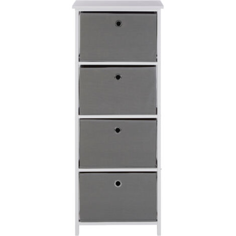 Premier Housewares Lindo 4 Grey Fabric Drawers Cabinet