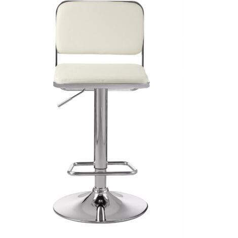 White leather adjustable height bar stool – Chrome base – 360-degree swivel – For kitchen and commercial use – H110 x L40 x W48cm – Premier Housewares (1/5)