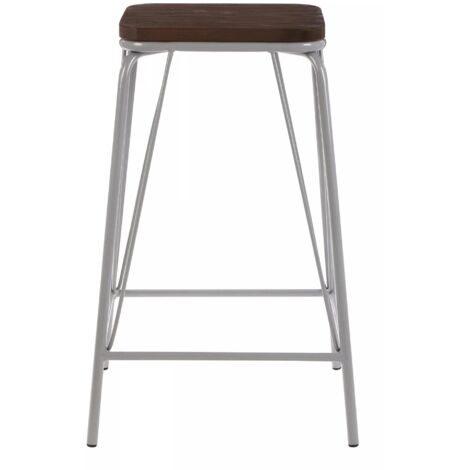 Interiors by Premier Grey Metal and Elm Wood Stool, Large Square Stool, Accent Wooden Bar Stool for Home Bar (1/4)