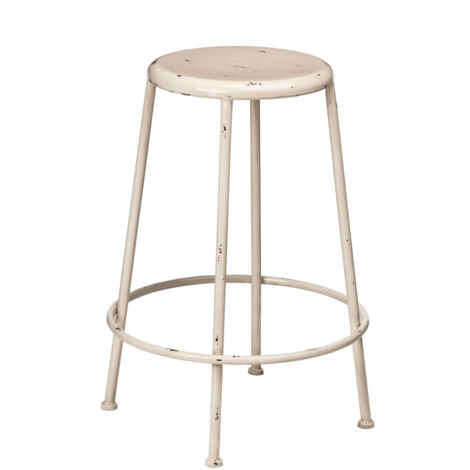 Premier Housewares Artisan Cream Metal Round Footrest Stool (1/2)