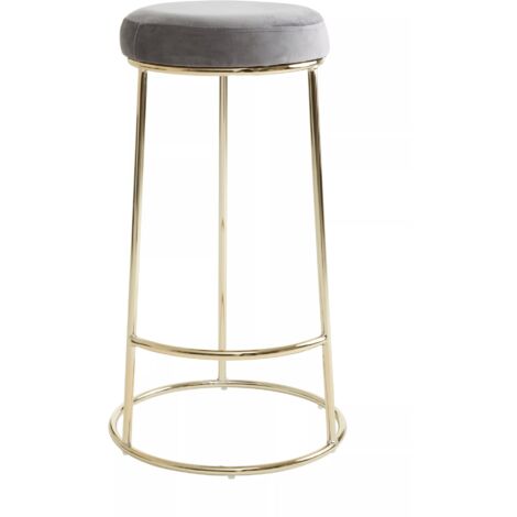 Premier Housewares Manhattan Grey Velvet Tall Bar Stool (1/5)