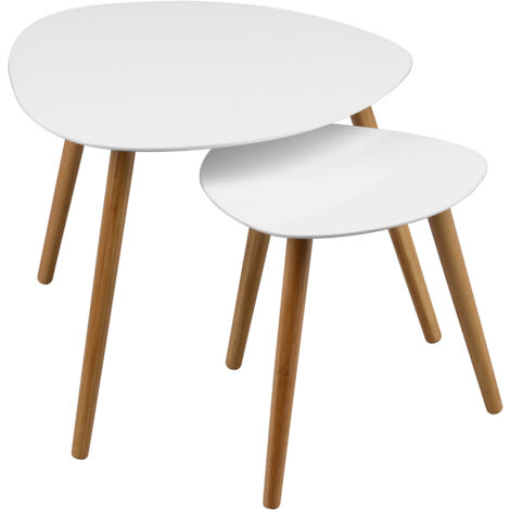 Interiors by Premier Triangular Nest of 2 Tables, High Gloss White Nesting Table, Long Lasting Console Tables for Living Room (1/5)