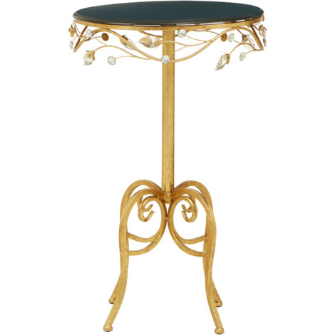 Interiors By Premier Elegant Round Table With Black Wooden Top, Sturdy Small Table For Bedroom, Stylish Outdoor Side Table
