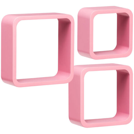 Premier Housewares Pink MDF Wall Cubes - Set of 3 (1/5)