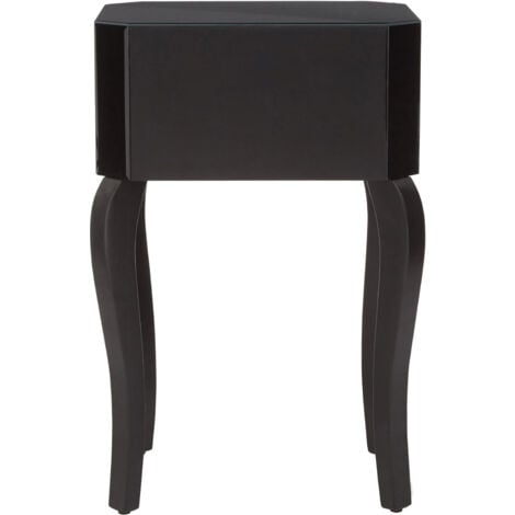 Interiors by Premier Black Mirrored 1 Drawer Side Table, Dark Wood Side Table, Mirrored Side Table, Black Side Table with Storage