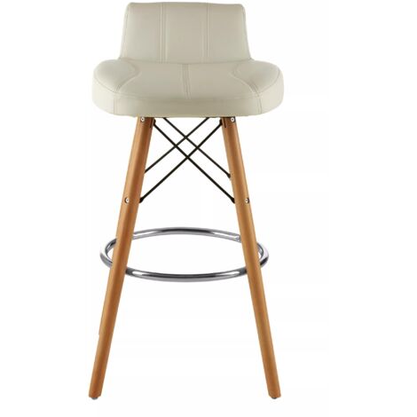 Interiors by Premier White Leather Effect Bar Stool, Comfortable Faux Leather Bar Stool, Space-Saver Leather Kitchen Stool
