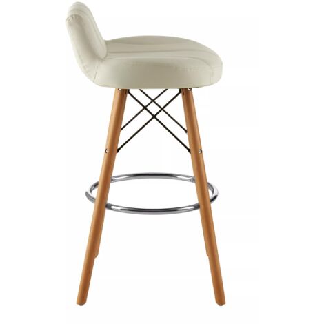 Interiors by Premier White Leather Effect Bar Stool, Comfortable Faux Leather Bar Stool, Space-Saver Leather Kitchen Stool