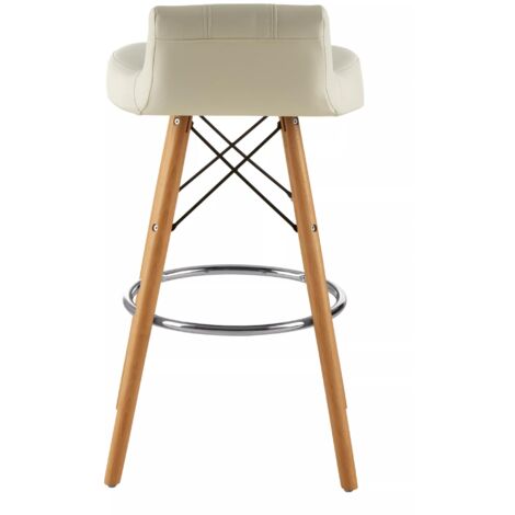 Interiors by Premier White Leather Effect Bar Stool, Comfortable Faux Leather Bar Stool, Space-Saver Leather Kitchen Stool