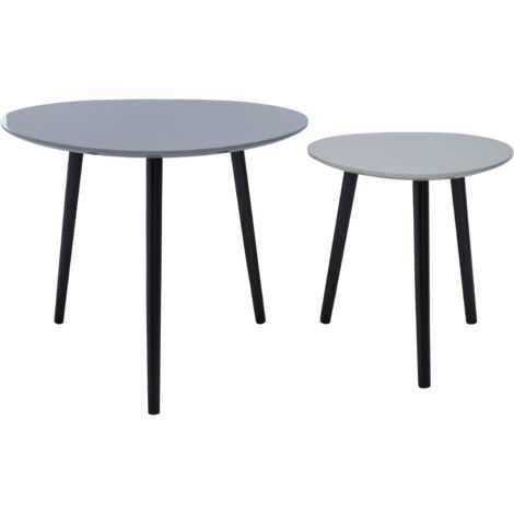 Interiors by Premier Grey Set of 2 Nesting Tables, Triangular Nest of Tables with Three Legs, Sturdy Side Tables for Home, Office (1/5)