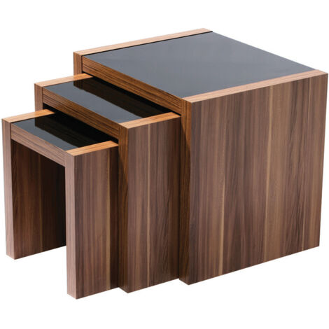 Interiors by Premier Wooden Nest of 3 Tables, High Gloss Black Finish Nesting Table, Long Lasting Console Tables for Living Room (1/4)