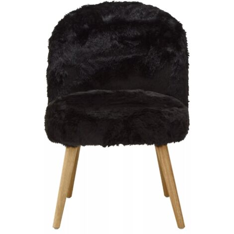 Interiors by Premier Black Fur Effect Chair, Backrest Indoor Chair, Easy to Clean Small Lounge Chair (1/5)