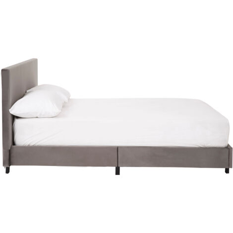 Interiors By Premier Compact Bed In Box In Brushed Steel Velvet, Minimalist Bed For Bedroom, Sturdy Bed With Vertical Stitching