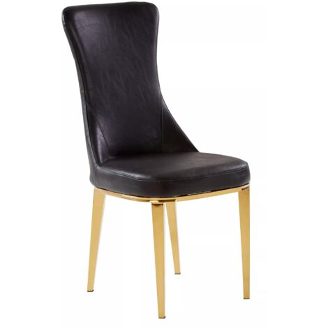 Interiors by Premier Black Leather Dining Chair, Effortless Cleaning Lounge Chair for Living Room, Space-Saving Dining Chair (1/5)