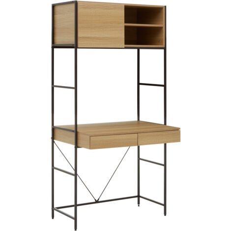Interiors by Premier Natural Oak Effect Shelf Unit, Sturdy And Stable Narrow Shelving Unit, Easily Maintained Work Space (1/5)