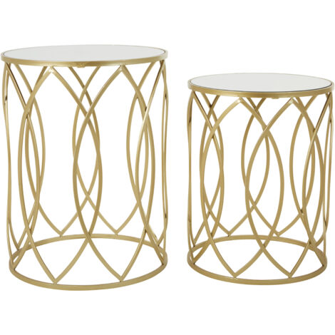 Premier Housewares Avantis Set of 2 Champagne Finish Side Tables (1/4)