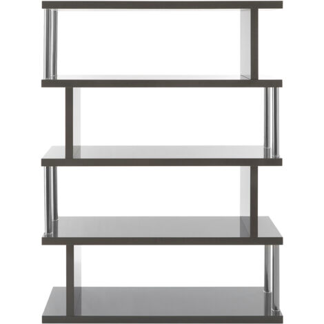 Premier Housewares 4 Tier Metal Shelving Unit MDF Shelving Units For Storage Stainless Steel Shelf Unit Grey Gloss Heavy Duty Shelves 120 X 40 X 160 (1/5)