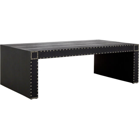 Premier Housewares Coffee Table For Living Room Low Coffee Table Black Coffee Tables Living Room Leather Effect/MDF Black Coffee Table