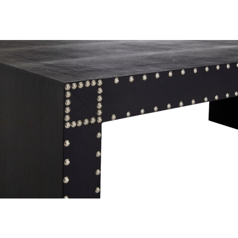 Premier Housewares Coffee Table For Living Room Low Coffee Table Black Coffee Tables Living Room Leather Effect/MDF Black Coffee Table